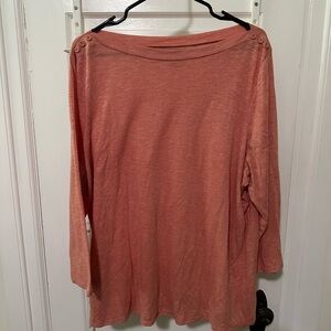 Lane Bryant Boat Neck Shirt 3/4 Sleeve w/Button Detail Size 18/20 Never Worn